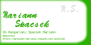 mariann spacsek business card